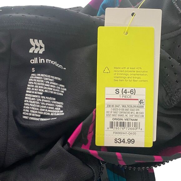 All In Motion Womens Size Small Zip-Front One Piece Swimsuit Racerback Laser Cut - Picture 12 of 13